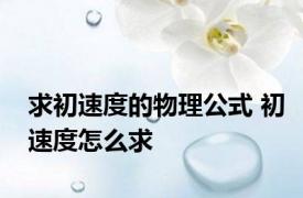 求初速度的物理公式 初速度怎么求