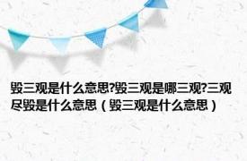 毁三观是什么意思?毁三观是哪三观?三观尽毁是什么意思（毁三观是什么意思）