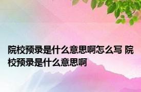 院校预录是什么意思啊怎么写 院校预录是什么意思啊