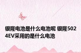 银隆电池是什么电池呢 银隆5024EV采用的是什么电池