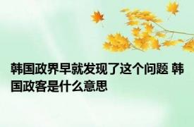 韩国政界早就发现了这个问题 韩国政客是什么意思