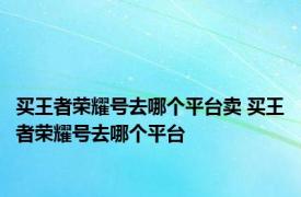 买王者荣耀号去哪个平台卖 买王者荣耀号去哪个平台