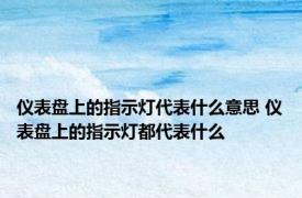 仪表盘上的指示灯代表什么意思 仪表盘上的指示灯都代表什么