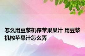 怎么用豆浆机榨苹果果汁 用豆浆机榨苹果汁怎么弄