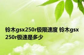 铃木gsx250r极限速度 铃木gsx250r极速是多少