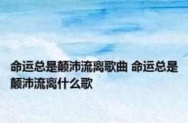 命运总是颠沛流离歌曲 命运总是颠沛流离什么歌