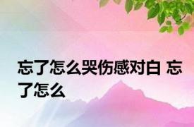 忘了怎么哭伤感对白 忘了怎么 