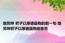 地势坤 君子以厚德载物的前一句 地势坤君子以厚德载物啥意思