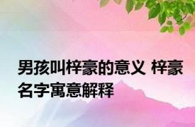 男孩叫梓豪的意义 梓豪名字寓意解释