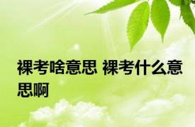 裸考啥意思 裸考什么意思啊