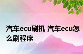 汽车ecu刷机 汽车ecu怎么刷程序