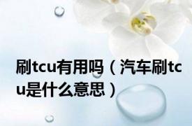 刷tcu有用吗（汽车刷tcu是什么意思）