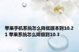 苹果手机系统怎么降低版本到10.21 苹果系统怎么降级到10.3