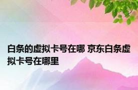 白条的虚拟卡号在哪 京东白条虚拟卡号在哪里