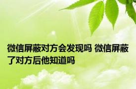 微信屏蔽对方会发现吗 微信屏蔽了对方后他知道吗