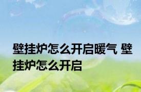 壁挂炉怎么开启暖气 壁挂炉怎么开启