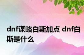 dnf谋略白斯加点 dnf白斯是什么