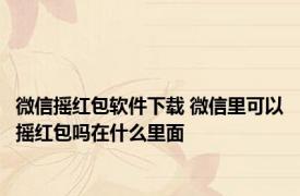 微信摇红包软件下载 微信里可以摇红包吗在什么里面