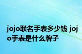 jojo联名手表多少钱 jojo手表是什么牌子