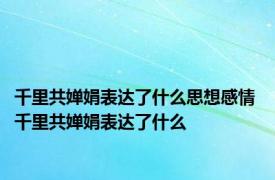 千里共婵娟表达了什么思想感情 千里共婵娟表达了什么