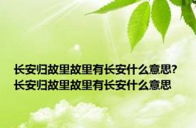 长安归故里故里有长安什么意思? 长安归故里故里有长安什么意思