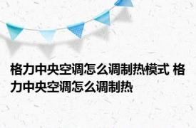 格力中央空调怎么调制热模式 格力中央空调怎么调制热