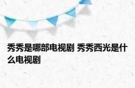 秀秀是哪部电视剧 秀秀西光是什么电视剧