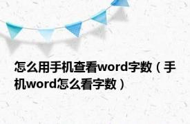 怎么用手机查看word字数（手机word怎么看字数）