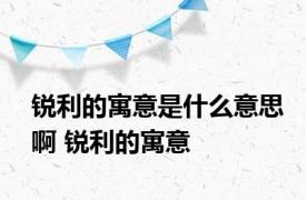 锐利的寓意是什么意思啊 锐利的寓意