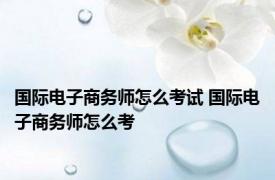 国际电子商务师怎么考试 国际电子商务师怎么考