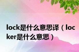 lock是什么意思译（locker是什么意思）