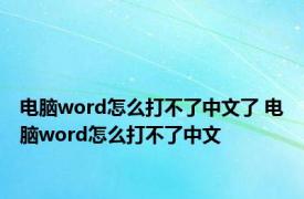 电脑word怎么打不了中文了 电脑word怎么打不了中文