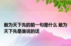 敢为天下先的前一句是什么 敢为天下先是谁说的话