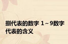 捌代表的数字 1～9数字代表的含义