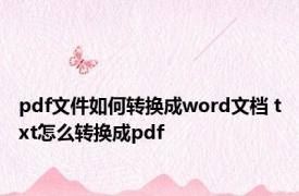 pdf文件如何转换成word文档 txt怎么转换成pdf