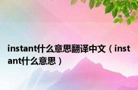 instant什么意思翻译中文（instant什么意思）