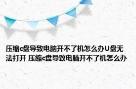 压缩c盘导致电脑开不了机怎么办U盘无法打开 压缩c盘导致电脑开不了机怎么办