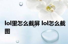 lol里怎么截屏 lol怎么截图