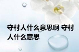 守村人什么意思啊 守村人什么意思