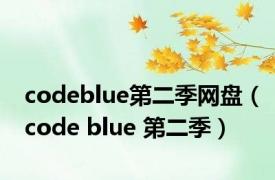 codeblue第二季网盘（code blue 第二季）