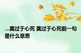 …莫过于心死 莫过于心死前一句是什么意思