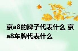 京a8的牌子代表什么 京a8车牌代表什么