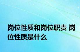 岗位性质和岗位职责 岗位性质是什么