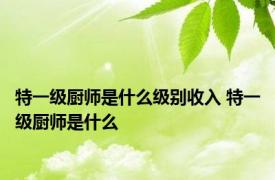 特一级厨师是什么级别收入 特一级厨师是什么