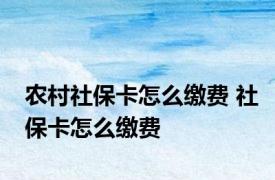 农村社保卡怎么缴费 社保卡怎么缴费