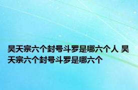 昊天宗六个封号斗罗是哪六个人 昊天宗六个封号斗罗是哪六个