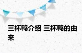 三杯鸭介绍 三杯鸭的由来