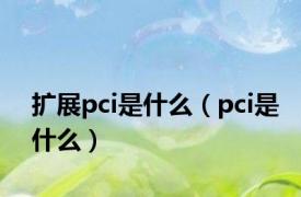 扩展pci是什么（pci是什么）