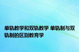 单轨教学和双轨教学 单轨制与双轨制的区别教育学