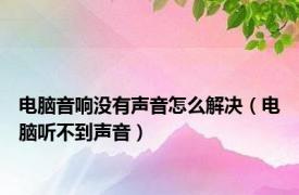 电脑音响没有声音怎么解决（电脑听不到声音）